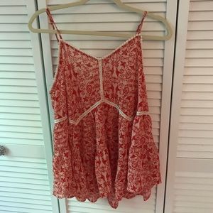 Red and white floral tank top